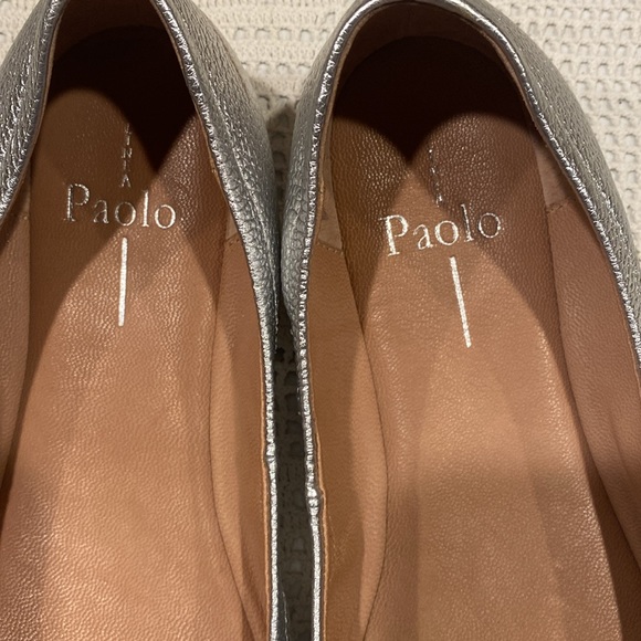 Lines Paola Leather Silver Metallic Pointy Toe Ballerina Slipper Flats, Size 8M - Picture 2 of 10